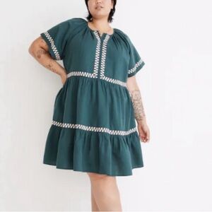 Madewell Dark Teal Embroidered Dress- XXS/000